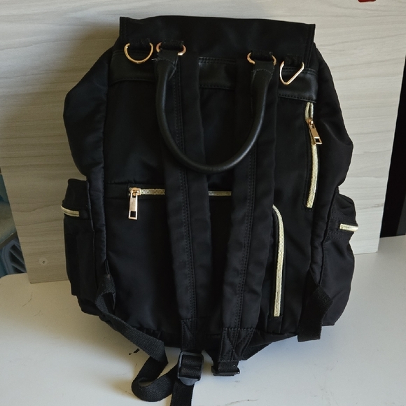 Men's Black Backpack with Gold Hardware - Picture 5 of 15